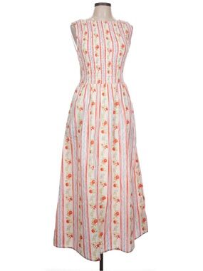 Caroline Constas L Maxi Dress Smocked Euro Summer Coastal Vacation Cottagecore